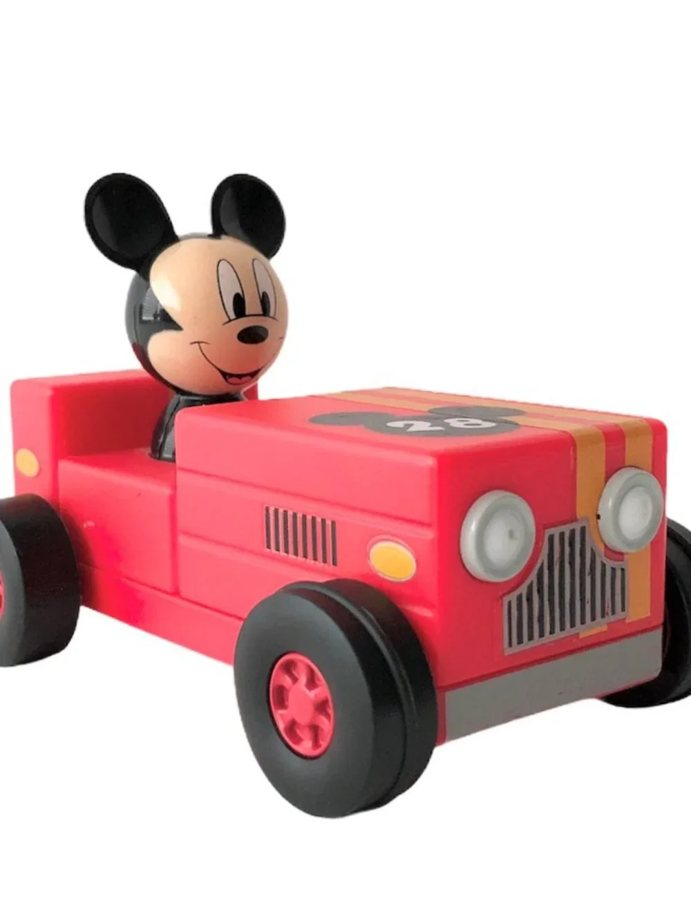 Vintage Style Disney Mickey Mouse Racers Pullback Red Race Car #28 Toy